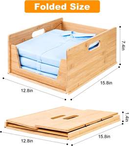 Bamboo Stackable <b>Storage</b> Bin for Closet Clothing and Accessories with Pull-Out Grooves <b>Clothes</b> Organizer Closet <b>Wardrobe</b> - Product Image 4