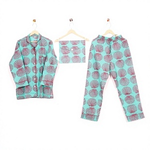 Conjunto de Pijama de 2 Piezas para Mujer, Estilo Bohemio Romántico, Floral, Elegante, Suave, Transpirable, de Secado Rápido, 100% Algodón, Cintura Elástica - Product Image 1