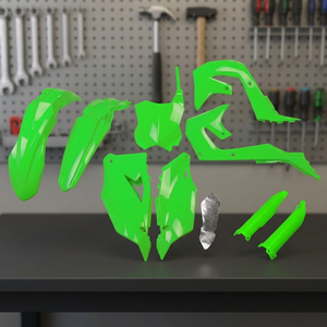 XFUN Italia 2021-2024 Kawasaki KXF 250 Kit Completo in Plastica Verde Fluorescente Include Faro e Carenatura Moto - Product Image 2