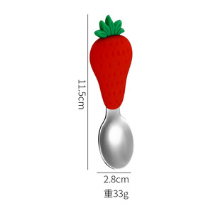 Venta caliente dibujos animados lindo fruta vajilla bebé cuchara silicona 304 Acero inoxidable dibujos animados <span class=keywords><strong>para</strong></span> niños sopa cuchara tenedor - Product Image 6