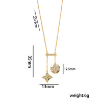 Collier ras-du-cou pour femme en cuivre, motif double fleur avec pampilles, plaqué or 18 carats, pendentif polyvalent, luxe léger, élégant et de niche