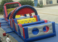 Carrera de obstáculos inflable profesional para adultos de pista larga de grado comercial con tobogán deportes inflables para eventos de equipo