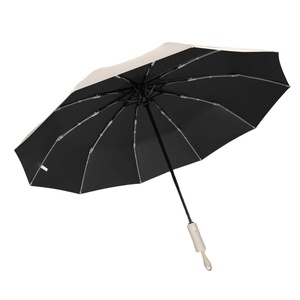 Parapluie pliant entièrement automatique extra-large à 12 baleines épaissies de haute qualité, en nylon 190T avec protection UV et revêtement noir - Product Image 1