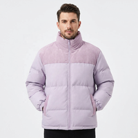 Vestes d'extérieur pour hommes en velours côtelé polyester, rembourrées et chaudes pour l'hiver, avec logo personnalisé du fabricant, col montant et couleurs assorties