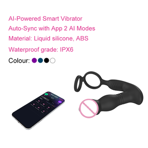 KI-App-gesteuerter Prostatamassager mit Klopf- und Vibrationsfunktion, USB-wiederaufladbar, IPx6 wasserdicht, ohne Gleitmittel, 9 Frequenzen - Product Image 2