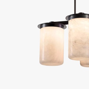 Lustre en marbre naturel à 3 têtes LED E27, luminaire suspendu rond pour la maison, salon, salle à manger, chambre à coucher, éclairage de plafond - Product Image 4