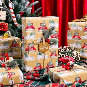 MAYPLUSS Kraft Christmas <b>Wrapping</b> <b>Paper</b> Roll 17 Inch X 33 Feet Red Vintage Truck Pattern Recyclable <b>Paper</b> - Product Image 4