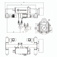 Palans électriques à câble NWH4 de 5 tonnes à double poutre, portée de levage de 6 m, chariot pour pont roulant M5 avec moteur de 1/6,1 kW