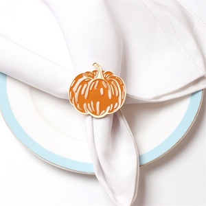 Halloween Hallowmas Orange Pumpkin Alloy White Galvanized Metal <b>Napkin</b> Ring for Restaurant Party Black <b>Cloth</b> <b>Napkins</b> Decoration - Product Image 6