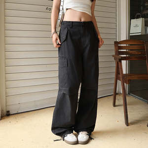 Jean pour <span class=keywords><strong>femme</strong></span> gris délavé coupe large et ajustée style vintage 2026 – Pantalon polyvalent style streetwear américain - Product Image 1