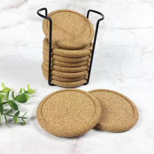 Posavasos redondos de corcho Beidian, color madera natural, diseño cóncavo para protección de bebidas - Product Image 4