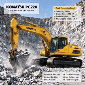 Excavatrice Komatsu PC220 d'occasion, peinture d'origine, 22 tonnes, sur chenilles, fournie depuis la Chine - Product Image 1