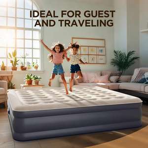Kasur udara ukuran Queen dengan koil udara nyaman, kasur udara pengisian otomatis dengan pompa bawaan untuk rumah atau berkemah - Product Image 2