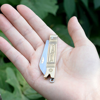 Couteau de poche pliant à poignée en laiton pour cadeau Mini petit couteau pliant mignon