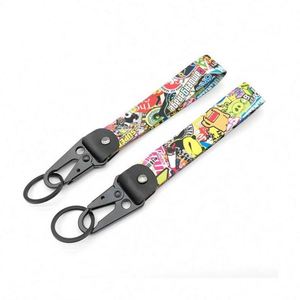 Llavero de metal personalizado con diseño de paisaje y anime, cordón con gancho para llaves de coche, colgante antipérdida - Product Image 3