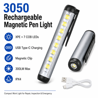 Lampe de travail rechargeable USB-C 300LM XPE 7 COB avec clip magnétique, mini lampe torche LED étanche pour réparation automobile, inspection et camping