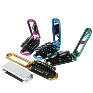 Portable Travel <strong>Comb</strong> <strong>With</strong> Integrated Plastic Handle Dual-Purpose Foldable Mini Air Cushion Fluffy Cosmetic <strong>Mirror</strong> Hair Brush - Product Image 1