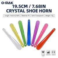 Chausse-pied conique semi-transparent en cristal de 19,5 cm (7,68 pouces) – 7 couleurs vives, léger, portable, idéal pour hôtel, voyage, cadeau, OEM