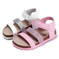 Sandal Anak Perempuan Model Baru dengan Tali Tipis PU Berkilau dan Penutup yang Dapat Disesuaikan