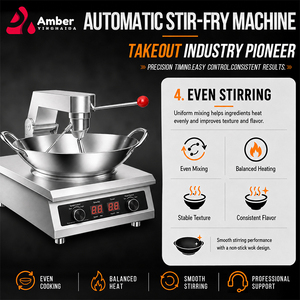 Máquina de Cocina Planetaria Comercial, Freidora Inteligente Multifuncional de Gas e Inducción de Alta Temperatura para Restaurantes de Comida Rápida - Product Image 5