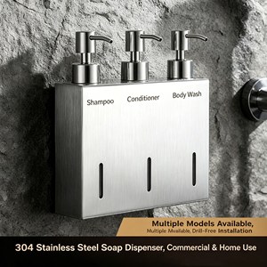 <span class=keywords><strong>Dispenser</strong></span> di <span class=keywords><strong>Sapone</strong></span> Liquido a Parete in Acciaio Inox, Bottiglia <span class=keywords><strong>per</strong></span> Gel <span class=keywords><strong>Doccia</strong></span>, <span class=keywords><strong>Dispenser</strong></span> Manuale Senza Foratura, Bottiglia <span class=keywords><strong>per</strong></span> Igienizzante Mani - Product Image 4