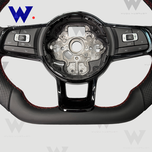 Volant en cuir noir pour <span class=keywords><strong>Volkswagen</strong></span> <span class=keywords><strong>Golf</strong></span> <span class=keywords><strong>8</strong></span> GTI R Mk6 Mk7 Mk8 Gtr GTD GTS <span class=keywords><strong>GTE</strong></span> T-roc Polo B6 B7 B8 - Product Image 4