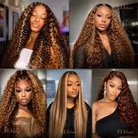 Perruque en cheveux humains ombrés 250% Highlight, perruques lace front en gros, perruques full lace sans colle pré-épilées, lace frontale bouclée colorée 13x6