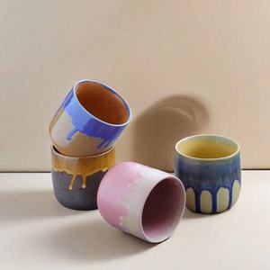 Creative Japanese Drinking Tea Cups Vintage Ceramic Latte Coffee Mug Hand-painted Pottery Water Cup with Custom logo