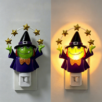 Lampada Notturna LED a Forma di Strega di Halloween, Cappello Glitterato con Stelle Dorate, Decorazione Festiva Spaventosa, Idea Regalo