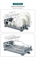 Égouttoir à vaisselle double niveau en aluminium, multifonctionnel, étanche et écologique, avec base antidérapante pour la cuisine quotidienne