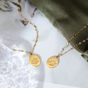 Custom Cute 316L Stainless Steel 14k 18k Gold Plated Cat Paw Fashion Pendant Jewelry Necklace for Women wholesale - Product Image 2