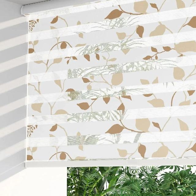 High Quality Customized Size Polyester Printed Double-Layer Cordless Blackout Zebra Blinds Built-in Installation Modern Spring