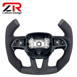 Volant de course personnalisé en fibre de carbone mate de style F1 pour l'intérieur de voiture <span class=keywords><strong>Dodge</strong></span> Challenger Hellcat <span class=keywords><strong>Charger</strong></span> <span class=keywords><strong>SRT</strong></span> - Product Image 1