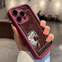Coque de téléphone portable motif cheval blanc pour iPhone 16 15 17 18 Pro Max, coque tendance couleur bonbon, antichoc, coque arrière en TPU