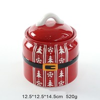 Boîte cadeau personnalisée en céramique arbre de noël rond en forme hermétique pot à biscuits bonbons café thé pot de rangement pour la maison