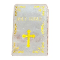 Estatuilla DE LA Santa Biblia de Jade amarillo Natural, adorno de piedra en bruto pulido en forma de libro, decoración del hogar, otras artesanías de cristal
