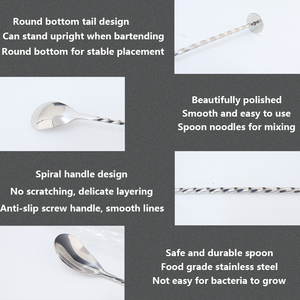 Tùy chỉnh chất lượng cao thép không gỉ 304 thanh muỗng Cocktail bartender Swizzle trộn khuấy cho barware - Product Image 4
