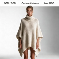 Pull poncho décontracté pour femme, col rond, tricoté, surdimensionné, tunique, toutes saisons, 100% polyester, OEM ODM, vente en gros