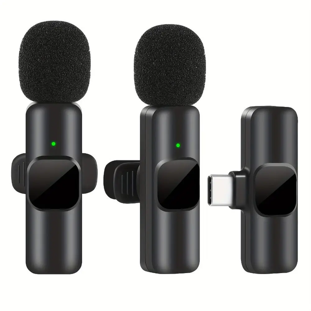 K9 Wireless Mini Microphone Noise Reduction Lavalier Microphone for Type-C or Lightning Port for Live Streaming Ios Android