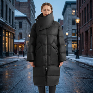 Women's Hooded Padded Warm Winter Pullover Waterproof <b>Sequined</b> Linen Lining Puffer Coat Custom Cropped Casual Windproof - Product Image 2