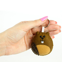 Mini porte-clés en tissu brocart 100% polyester écologique, feutre pelucheux, formes d'animaux et de nuages faits à la main pour filles