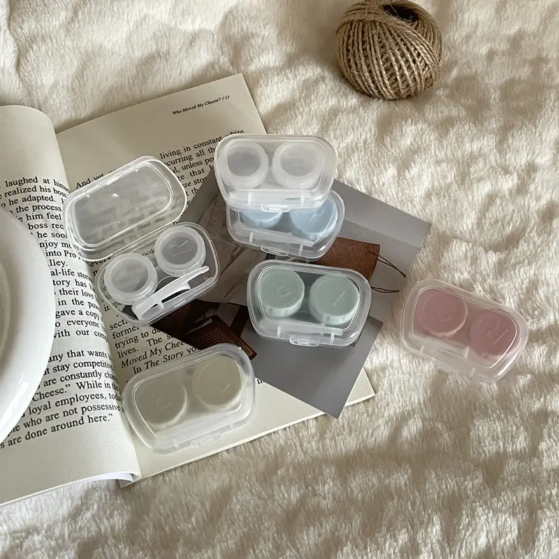Du lịch Kính áp tròng trường hợp container ống kính hộp đơn giản kẹo màu Kính áp tròng trường hợp mắt liên hệ với ống kính hộp cho phụ nữ cô gái
