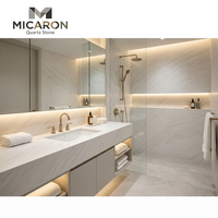 Plan de travail en quartz blanc Statuario poli haut de gamme, épaisseur 20 mm, surfaces sur mesure pour îlot de cuisine de villa de luxe