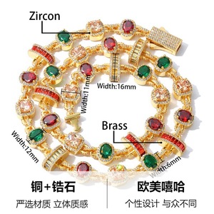 Hip Hop Luxury Jewelry Set Iced Out Baguette Link Bracelet Chain Set <b>Men</b> Women Cubic Zirconia Gemstone Necklace - Product Image 5