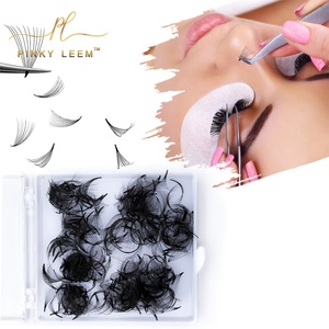 Pinky Leem Private Label Mega Korea Fiber Top Quality Long Bulk Volume ultra Dark Double Sided Eyelash Premade <b>Fans</b> - Product Image 1