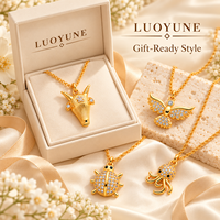Collier pendentif animalier doré LUOYUNE – Chèvre, Coccinelle, Pieuvre, Ange – Bijoux étincelants tendance pour femme, idéal pour le quotidien