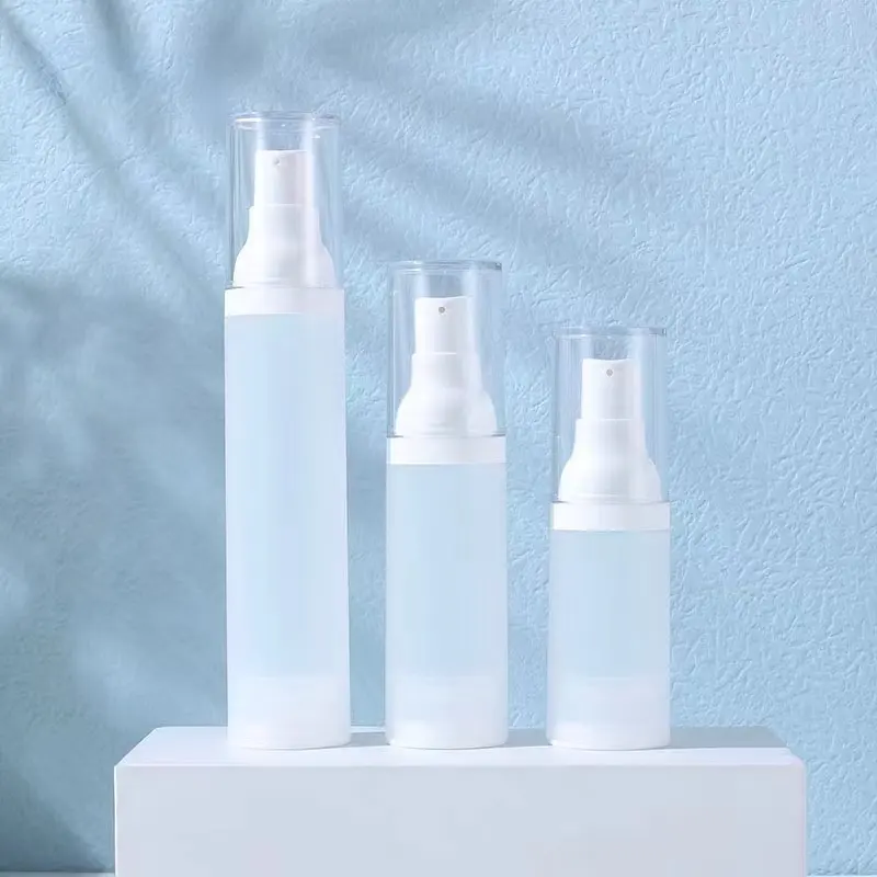Plástico personalizado Pp 15ml 30ml 50ml botella de bomba de loción sin aire botella cosmética de base transparente para el cuidado de la piel