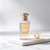 Flacon de parfum en verre plat de haute qualité, industriel, 50 ml, avec logo personnalisé, fond épais, avec bouchon en zamac