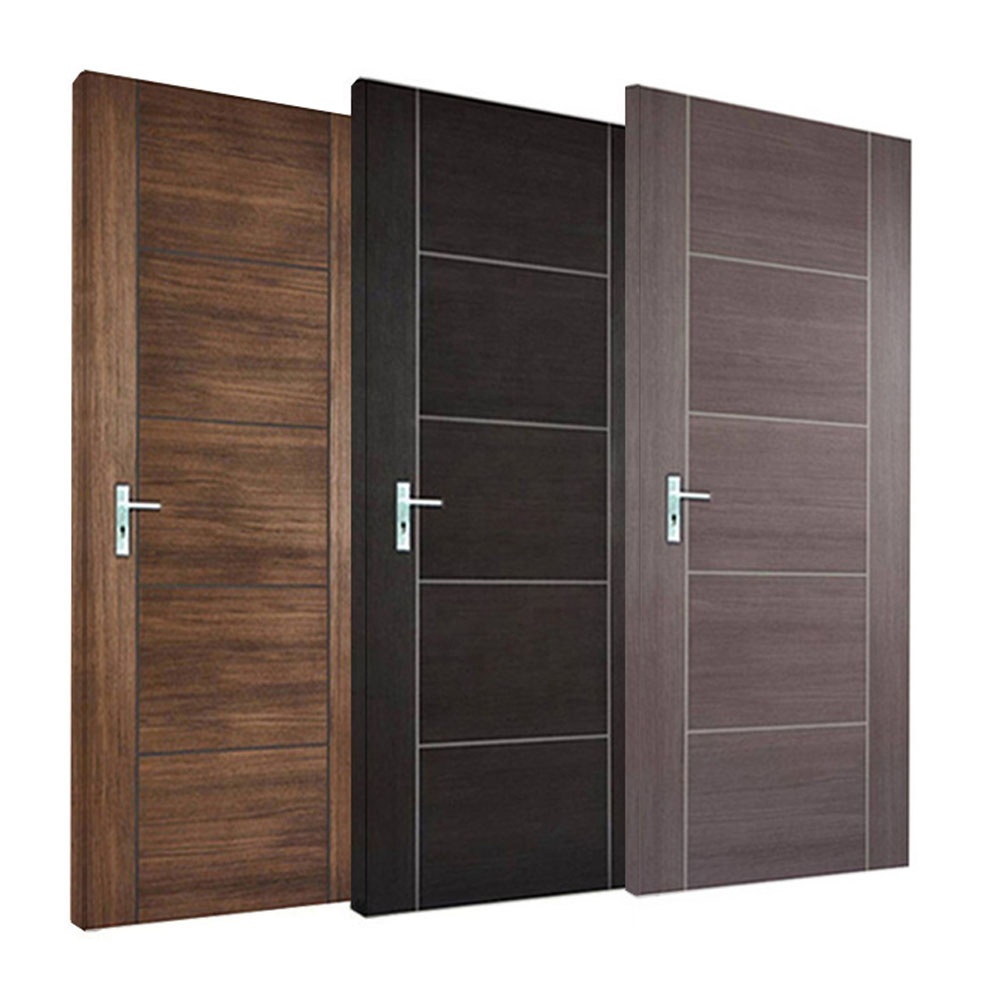 Puerta Interior de madera laminada de Fresno, diseño moderno de puerta de madera precolgada