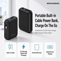 Batterie externe en gros 10000mAh à charge rapide, portable avec câble intégré et écran LED, logo personnalisé, usine source OEM/ODM B2B
